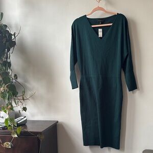 Banana Republic Forest Green V-Neck Dress
